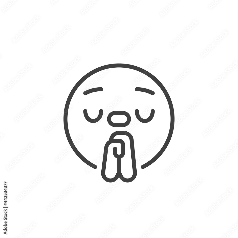 Begging emoticon gesture line icon Begging emoticon gesture line icon