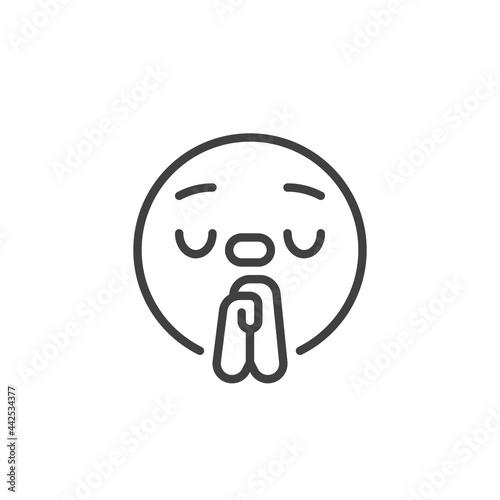 Begging emoticon gesture line icon