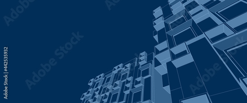 Fototapeta Naklejka Na Ścianę i Meble -  abstract modern architecture modular facade 3d illustration