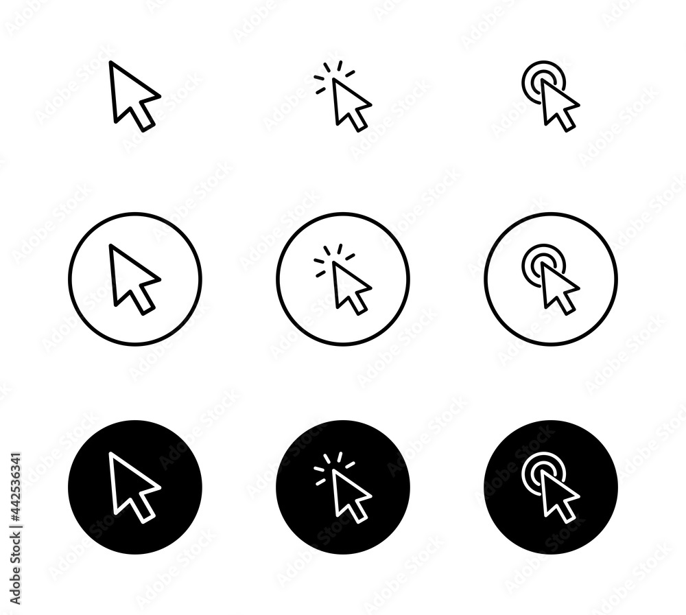 cursor arrow icon set, click icon vector cursor arrow icon set, click icon vector