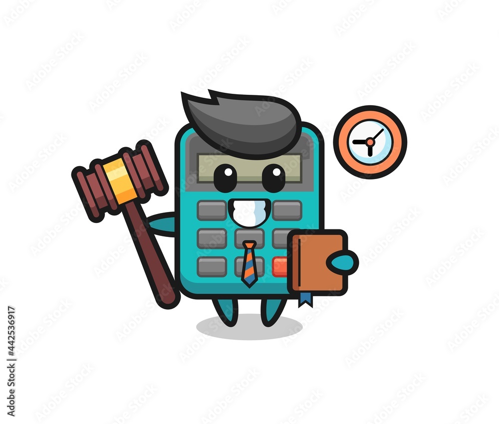 Mascot cartoon of calculator as a judge