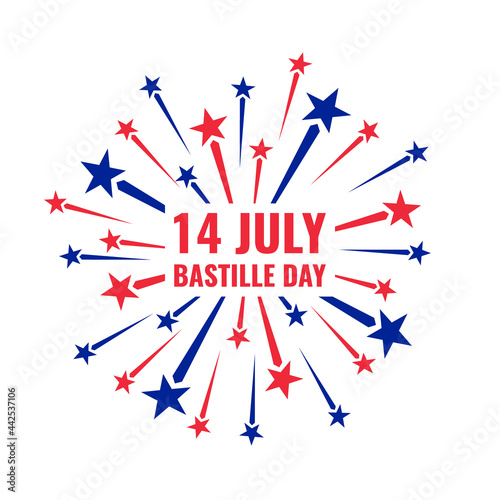 14 july bastille day firework, french national day, vector banner or social media post