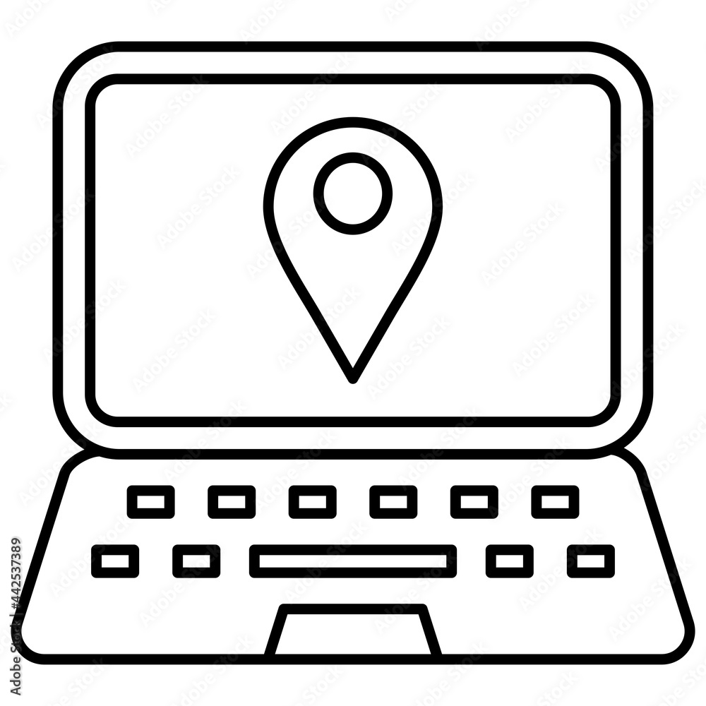 Vector Laptop Map Outline Icon Design Vector Laptop Map Outline Icon Design