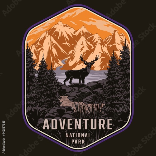 Wildlife colorful vintage emblem