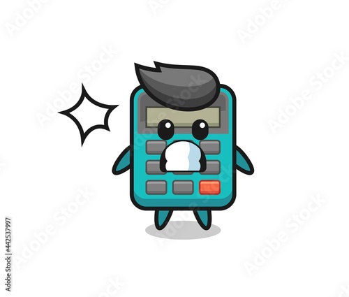 calculator character cartoon with shocked gesture
