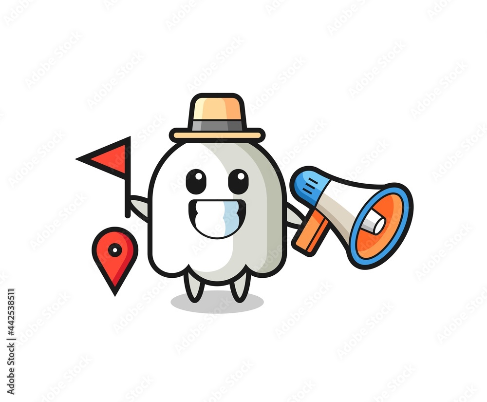 Naklejka premium Character cartoon of ghost as a tour guide