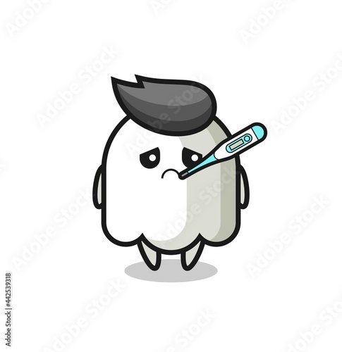 ghost mascot character with fever condition