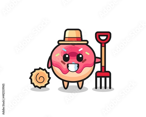 Mascot character of doughnut as a farmer © heriyusuf