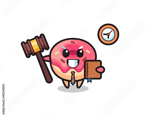 Mascot cartoon of doughnut as a judge