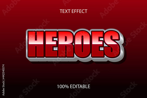 heroes color red silver editable text effect
