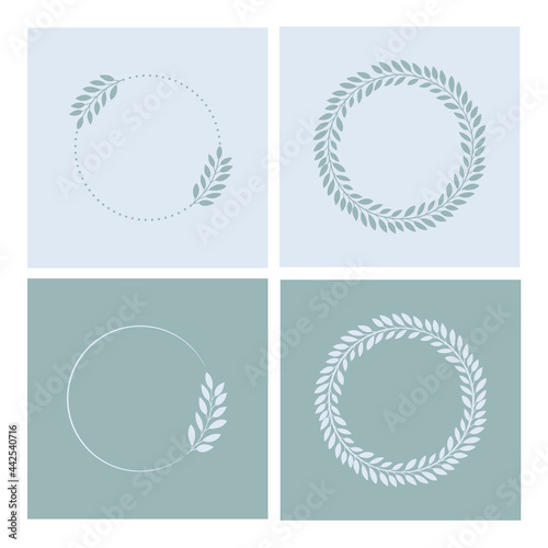 Obraz na plátně Set of wreaths on colored backgrounds