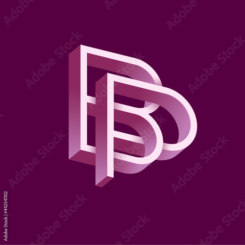 B and P letters. Monogram consist of volumetric letters, crossed, impossible figure.
Monogram for business, internet, online shop, construction, label or packaging.