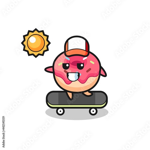 doughnut character illustration ride a skateboard