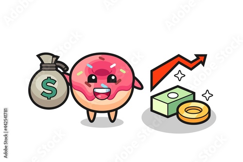 doughnut illustration cartoon holding money sack