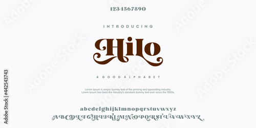 Abstract Fashion font alphabet. Minimal modern urban fonts for logo, brand etc. Typography typeface uppercase lowercase and number. vector illustration