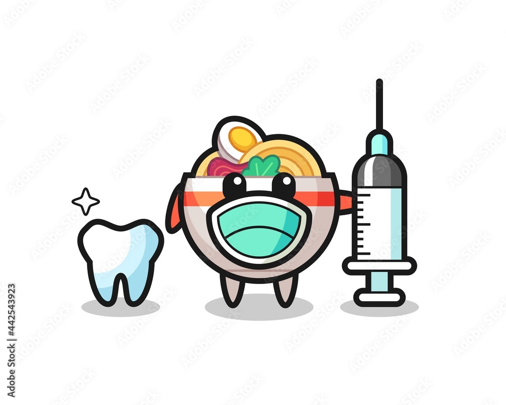 Mascot character of noodle bowl as a dentist Mascot character of noodle bowl as a dentist