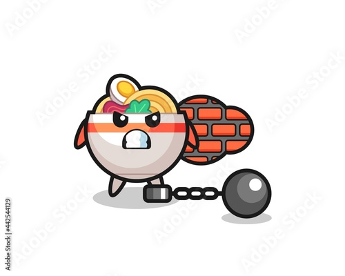 Character mascot of noodle bowl as a prisoner © heriyusuf