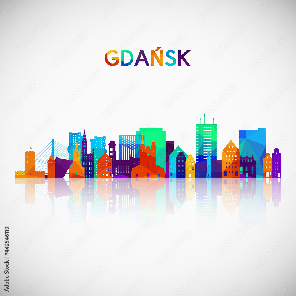 Gdansk skyline silhouette in colorful geometric style. Symbol for your design. Vector illustration.