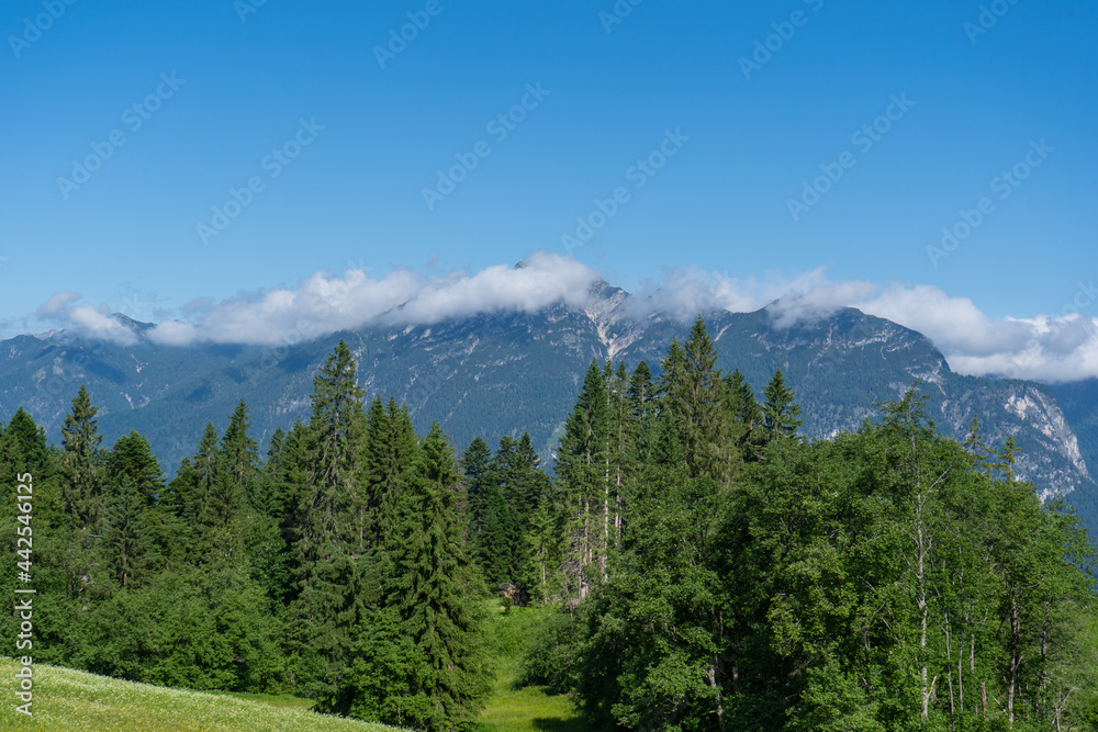 View from the Eckbauer mountain over the Bavarian Alps near Garmisch-Partenkirchen