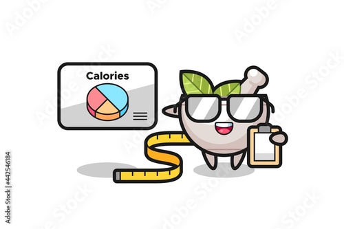 Illustration of herbal bowl mascot as a dietitian