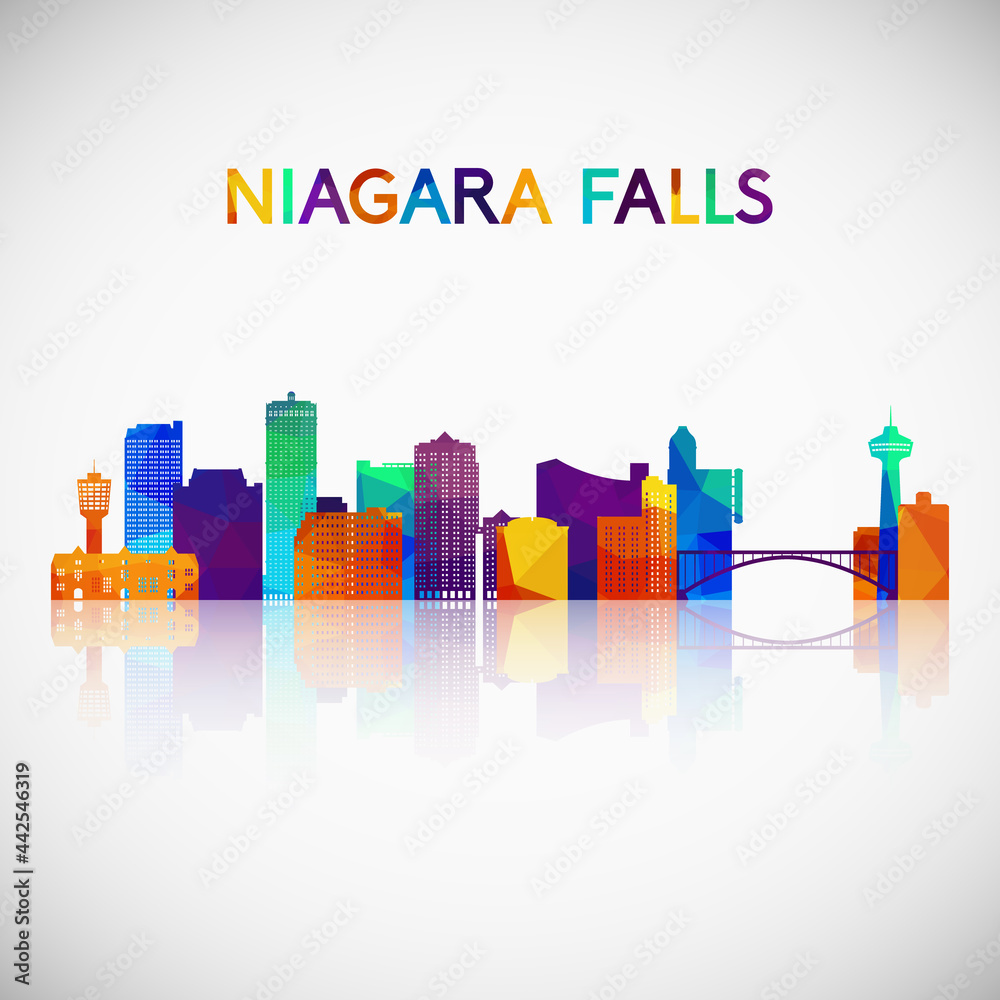 Niagara Falls skyline silhouette in colorful geometric style. Symbol for your design. Vector illustration.