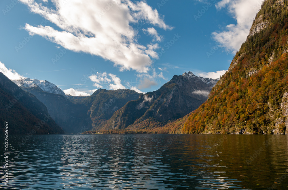 Königssee lake and mountain landscape in fall