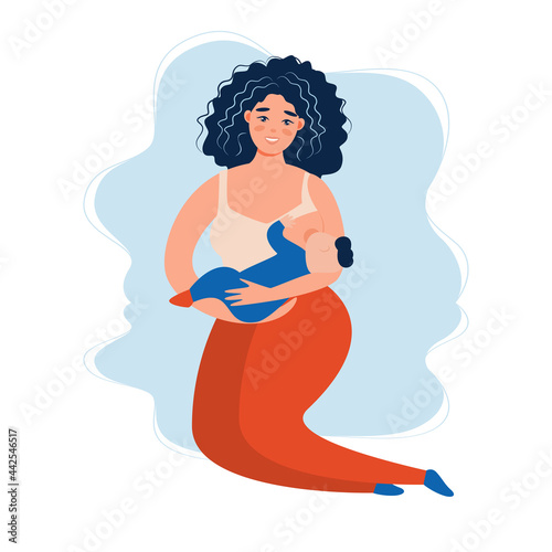 Breastfeeding - mother feeding a baby with breast. Concept vector illustration in cartoon style.
World Breastfeeding Week, 1-7 August. Concept vector illustration in cartoon style.

