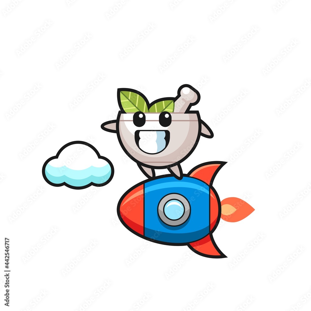 herbal bowl mascot character riding a rocket herbal bowl mascot character riding a rocket