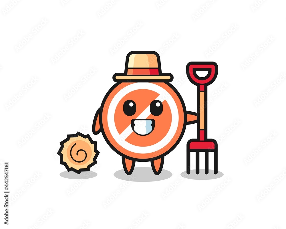 Mascot character of stop sign as a farmer
