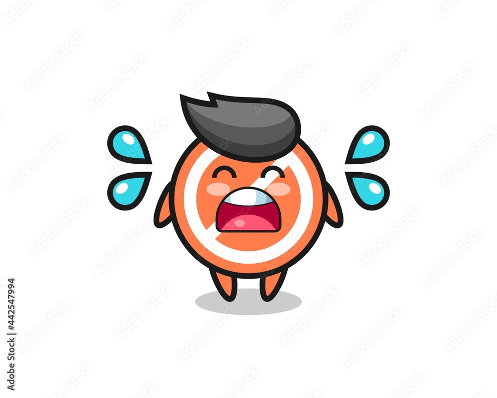 Obraz premium stop sign cartoon illustration with crying gesture