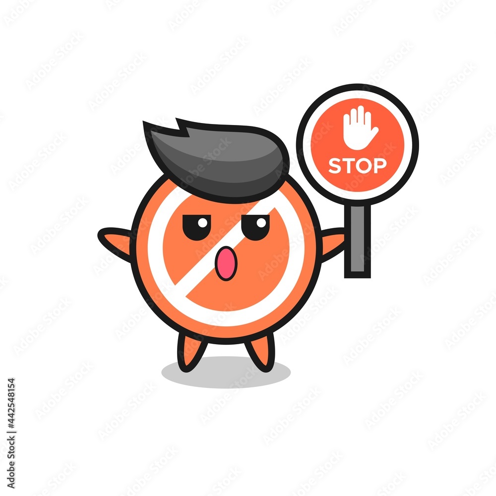 Obraz premium stop sign character illustration holding a stop sign