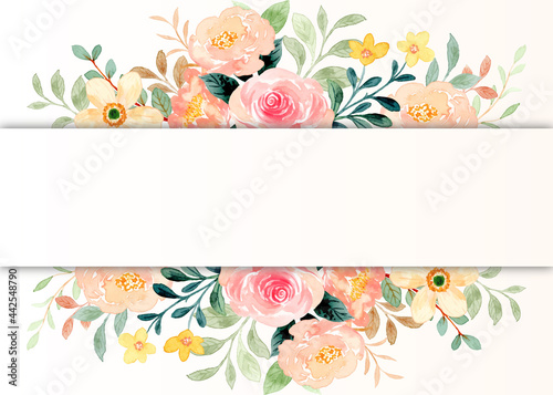 Flower border with watercolor