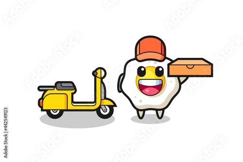 Character Illustration of fried egg as a pizza deliveryman