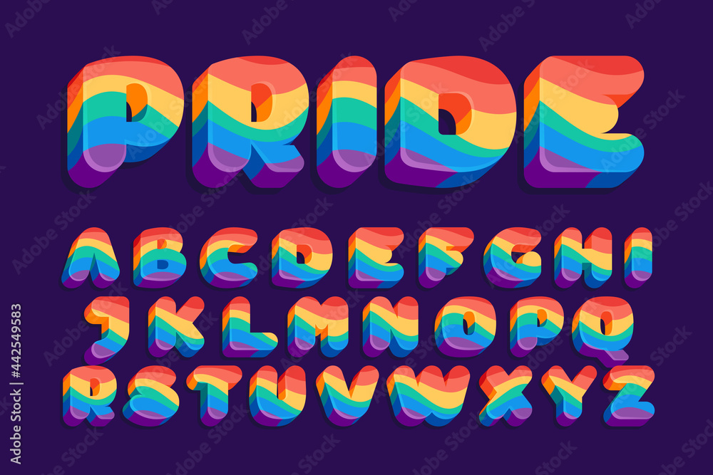 Alphabet with Pride LGBTQ flag pattern. Stock Vector | Adobe Stock