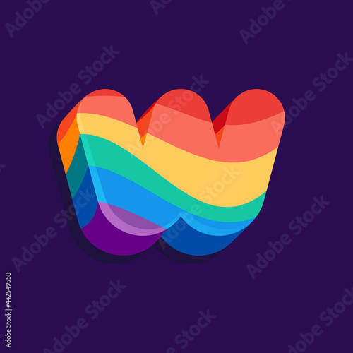 W letter volume logo with Pride LGBTQ flag pattern.