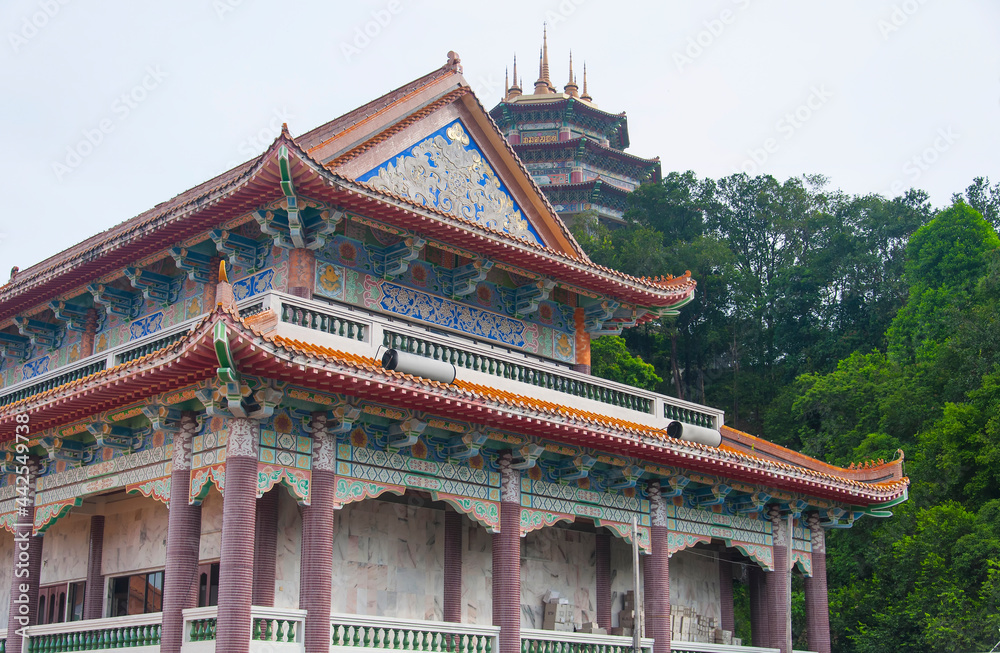Kek Lok Si Temple architecture Penang Malaysia overcast day