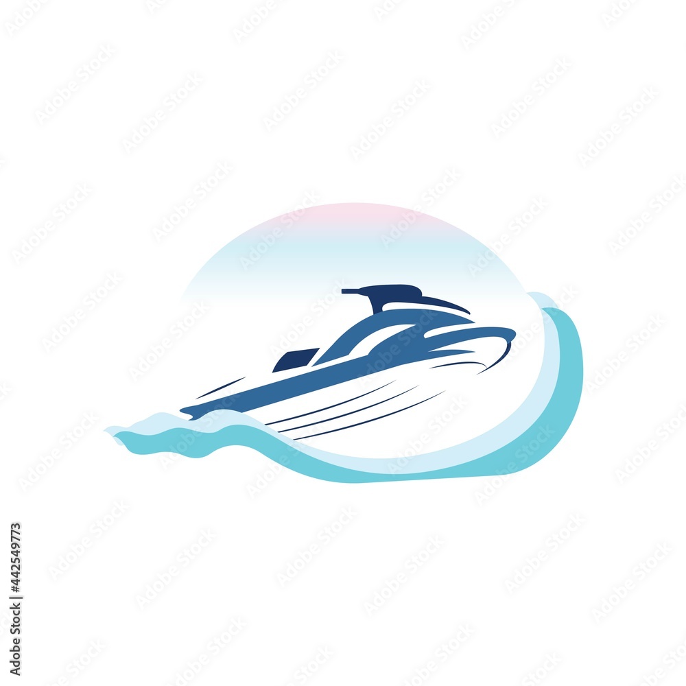 Jet ski logo sea vacation illustration