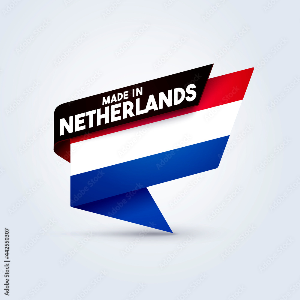 Vector Illustration Made In Netherlands Flag Vector Illustration Made In Netherlands Flag