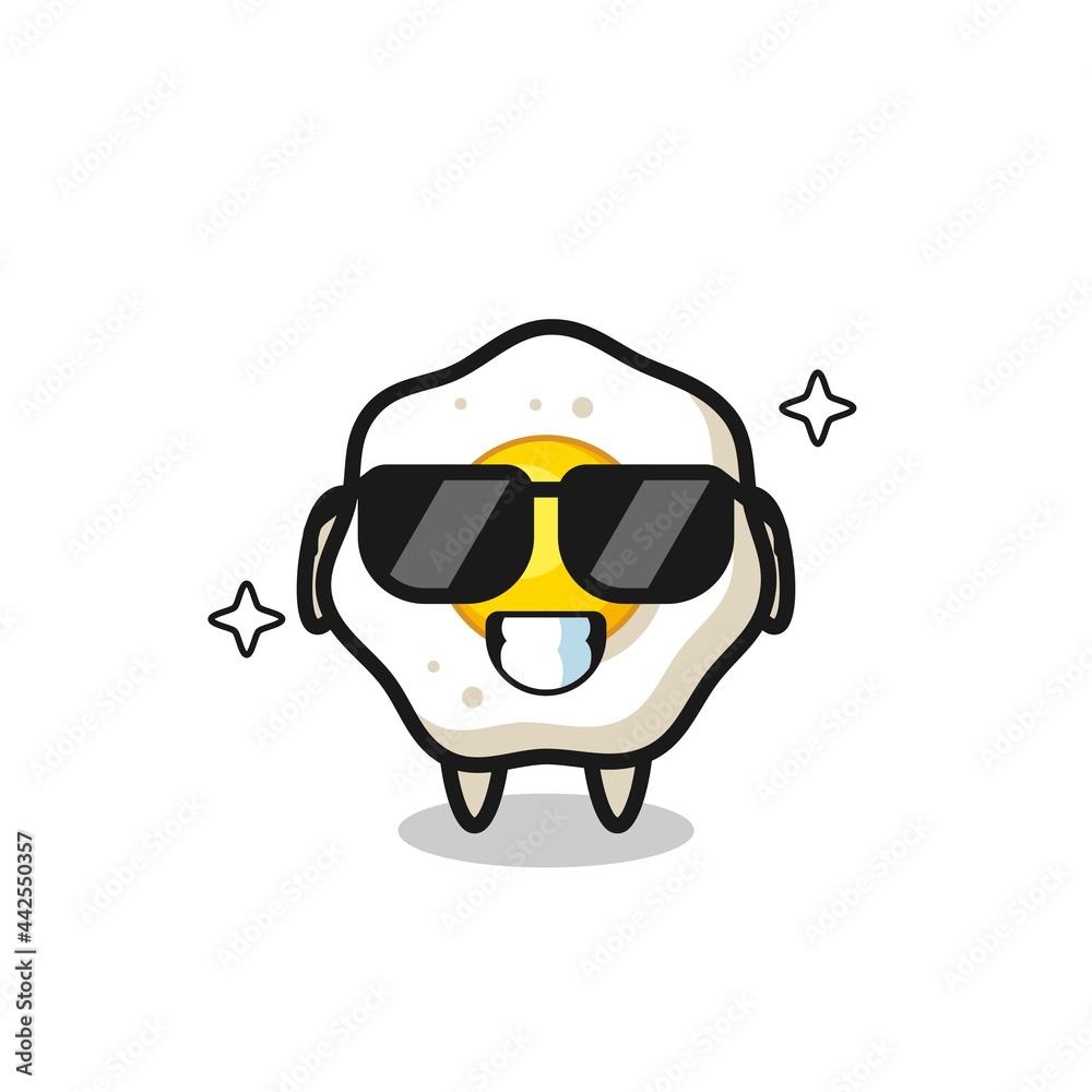 Obraz premium Cartoon mascot of fried egg with cool gesture