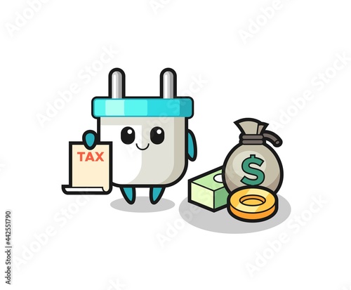 Character cartoon of electric plug as a accountant