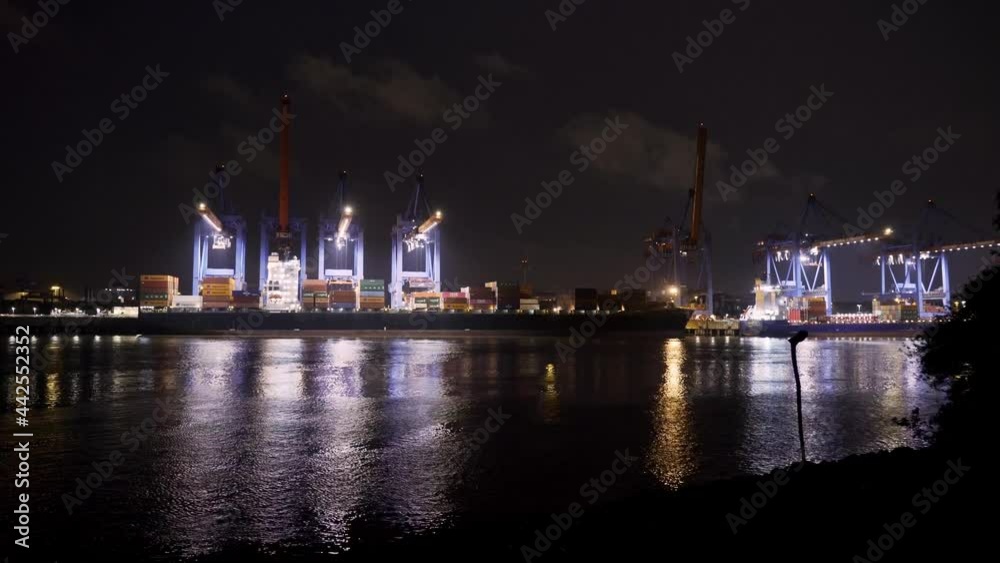 Container terminal Altenwerder in the port of Hamburg by night - travel photography Container terminal Altenwerder in the port of Hamburg by night - travel photography