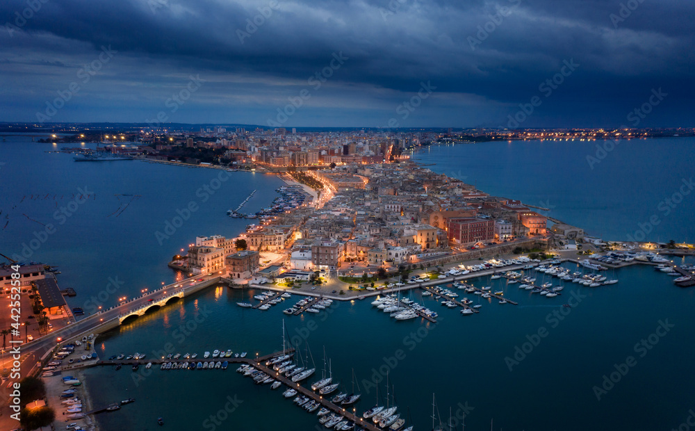 Obraz premium Aerial view of Taranto old city, Puglia. Italy