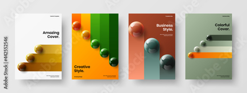 Trendy realistic spheres leaflet template set. Premium catalog cover A4 vector design layout composition. photo
