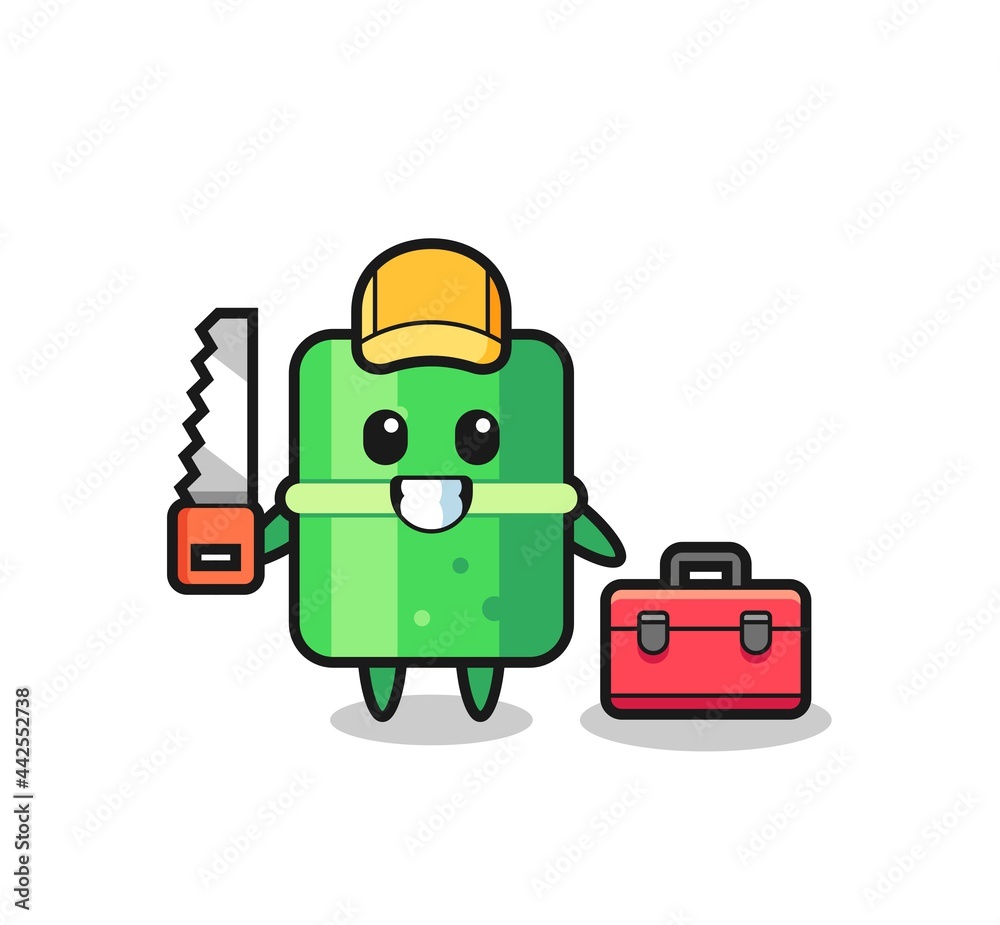 Illustration of bamboo character as a woodworker Illustration of bamboo character as a woodworker