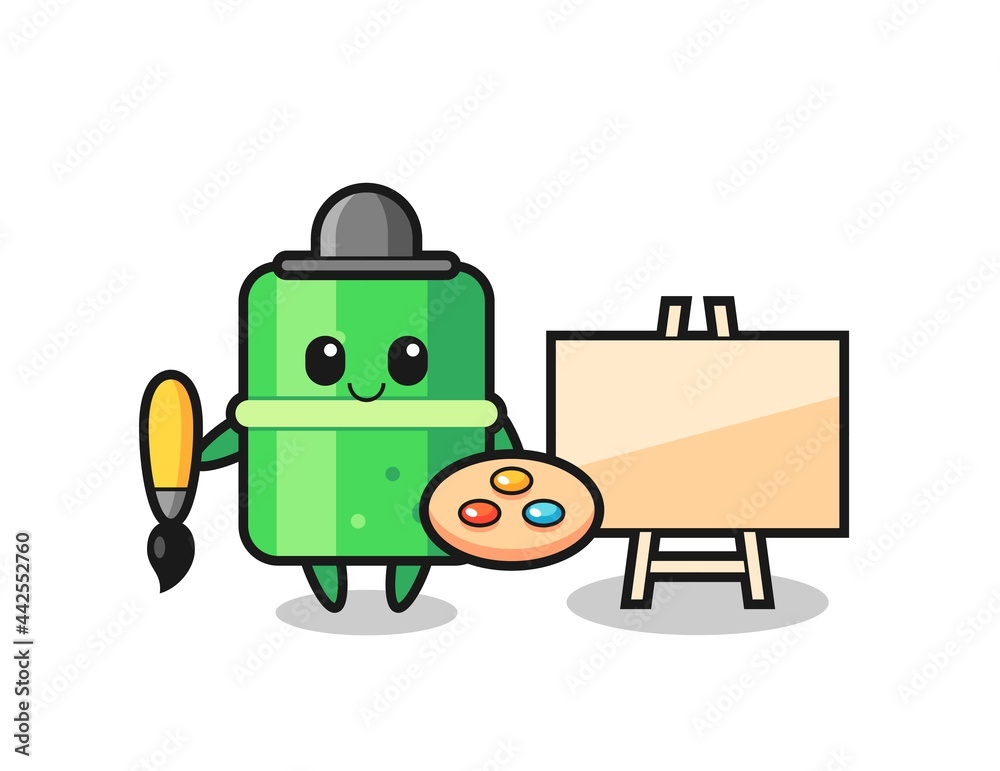 Illustration of bamboo mascot as a painter Illustration of bamboo mascot as a painter