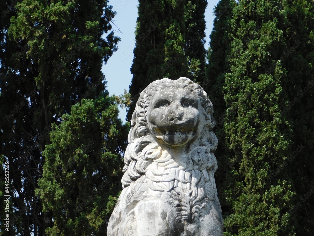The head of the huge lion of Chareonea, a monument to the fallen Thebans of the battle of 338 BCE with the Macedonians

