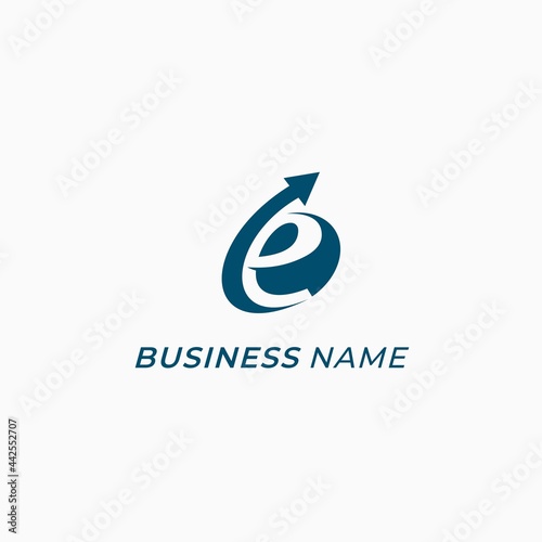 design logo creative letter E and arrow