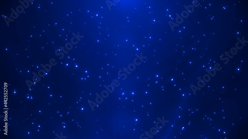 深海のような夜空のキラキラした大きなパーティクル粒子 ネイビー コバルトブルー 青 レンズフレア 反射