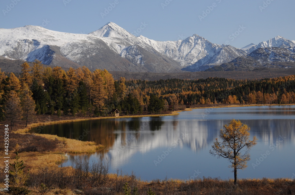 Amazing view of Kidelyu mountain lake in Altai, Russia