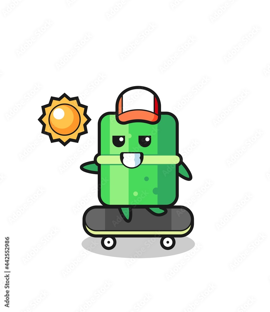 bamboo character illustration ride a skateboard bamboo character illustration ride a skateboard